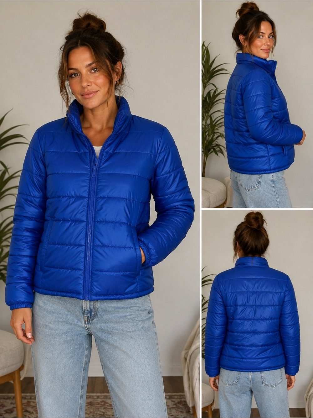 Nordstrom Cobalt Blue Recycled Puffer Jacket Size Small